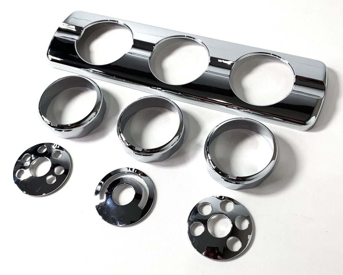Chrome AC Heater Dash Control & Knob Covers For 2008-2017 Freightliner Cascadia