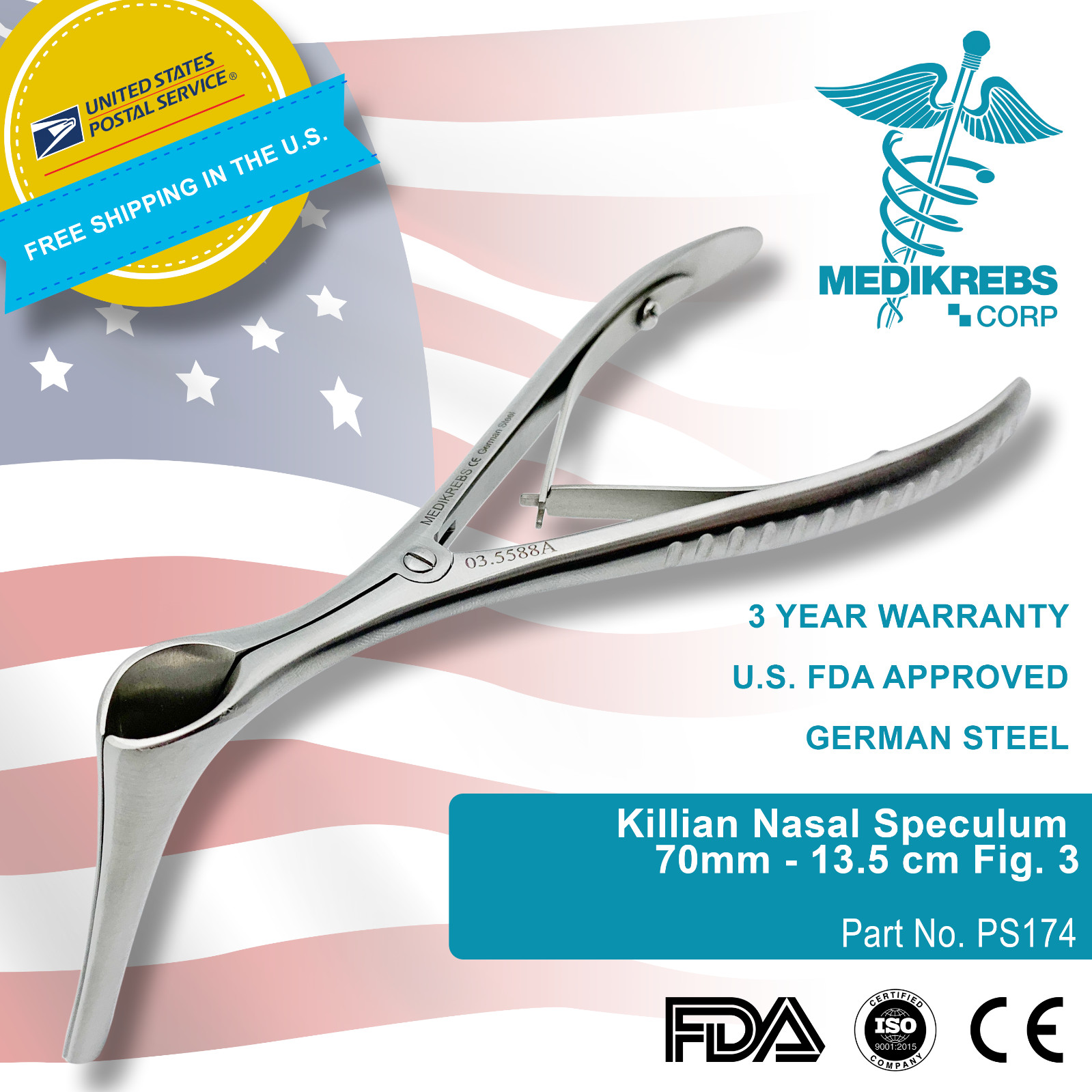 Killian Nasal Speculum 70mm - 13.5 cm Fig. 3 OR Grade Surgical Instruments