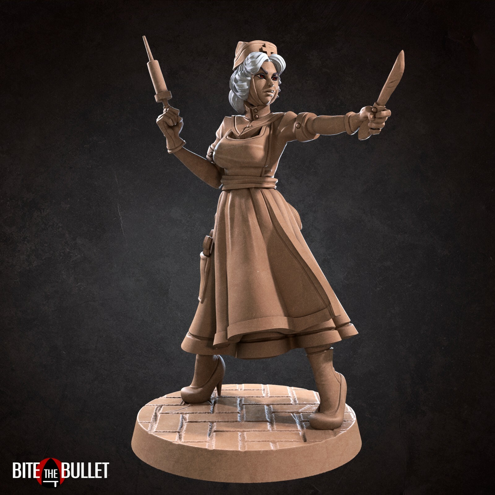 Emilia Pinup - Battle Nun Sister - Bite the Bullet - 32mm Fantasy D&D Miniature