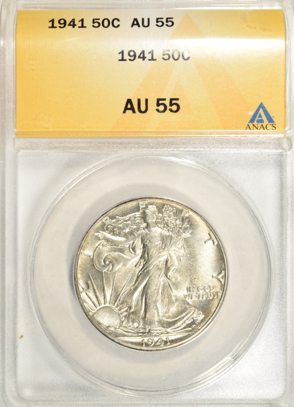 1941 WALKING LIBERTY HALF DOLLAR ~ ANACS AU55 ~ BRIGHT WHITE ~ PRICED RIGHT!