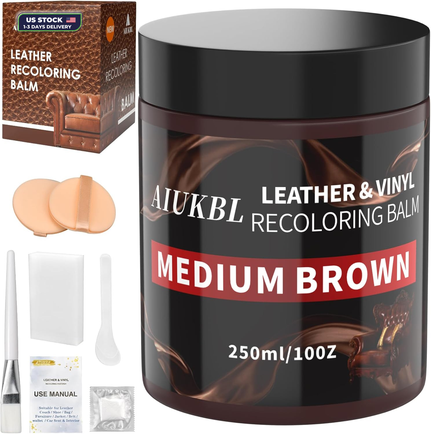 Leather Recoloring Balm, Leather Color Restorer, Leather Restorer for Couches, L