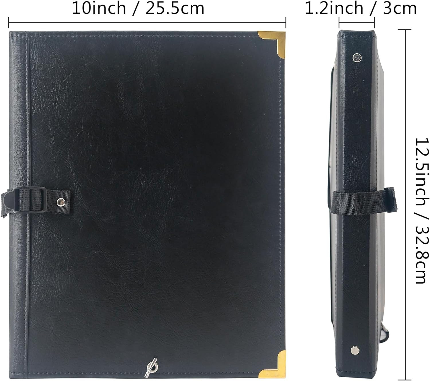 PU Leather Sheet Music Folder, 12.5" X 10" Choir Folder with Elastic String & Ha