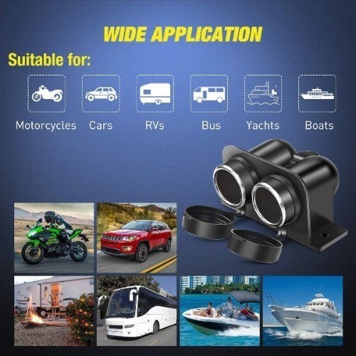 Cigarette Socket Panel 12V/24V 3 Cigarette Lighter Adapter with Dual USB Charger
