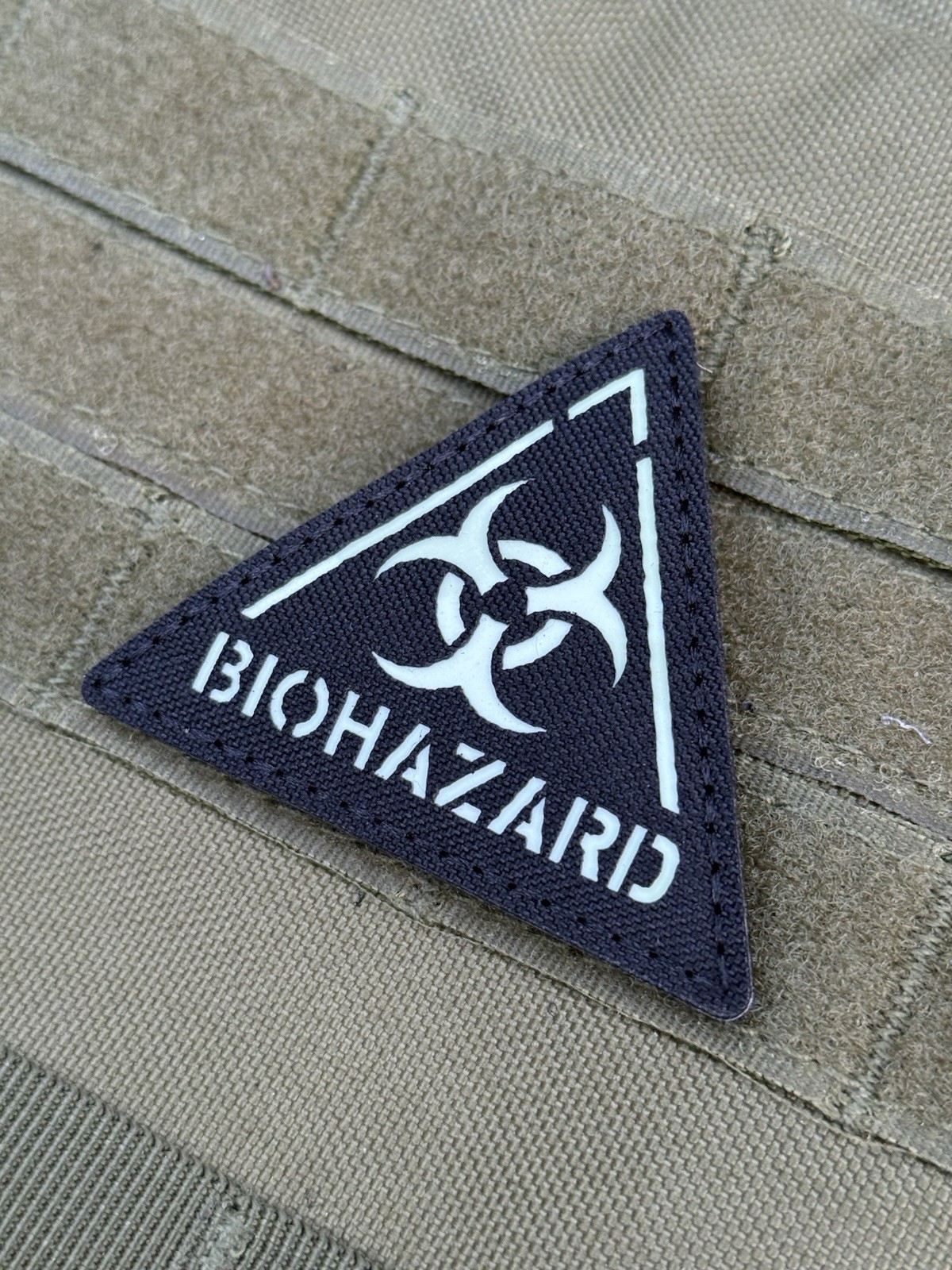 Biohazard IR Reflective Glow In Dark Patch Hook Loop Black