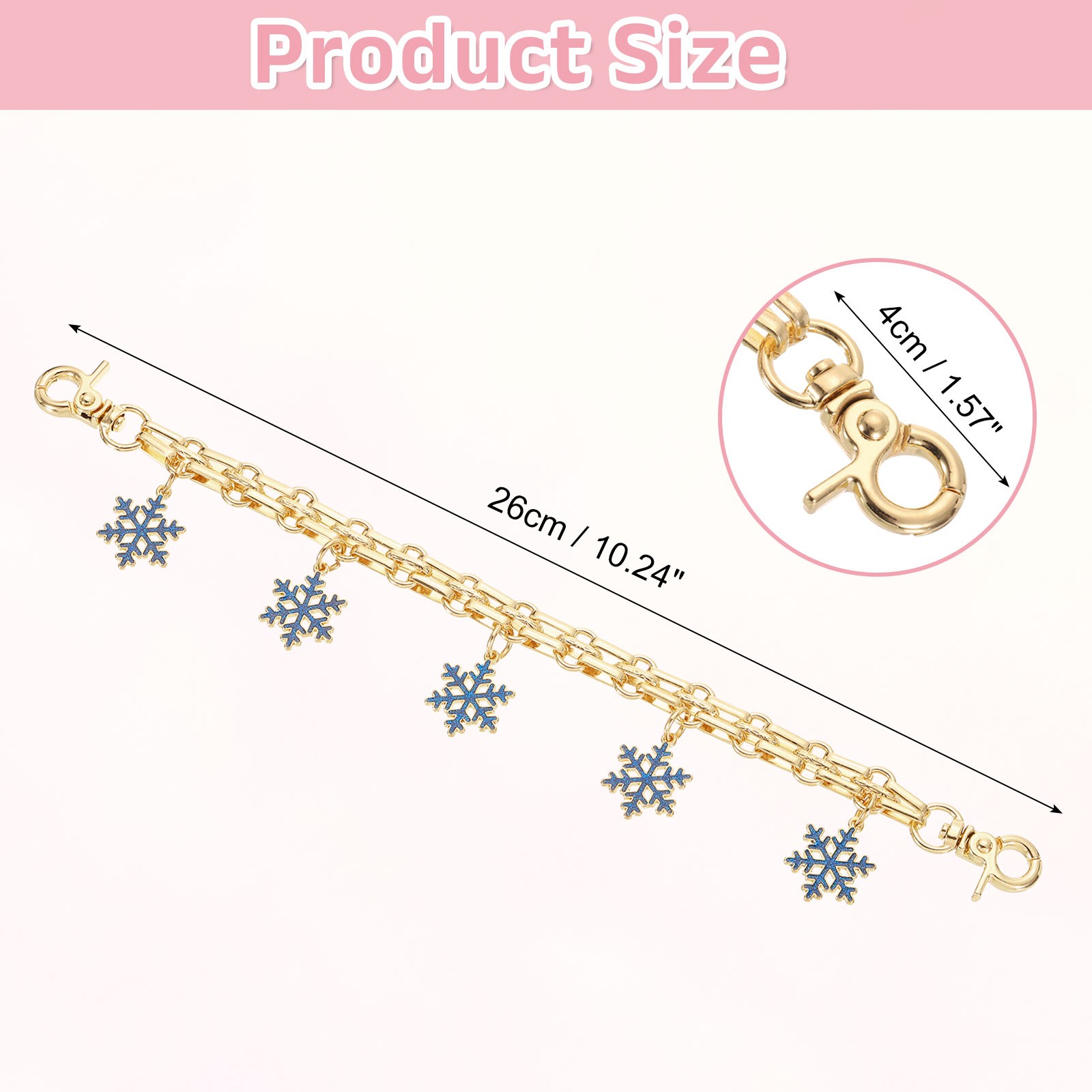1Pcs 10" Snowflake Pendant Handbag Chain Strap, Blue