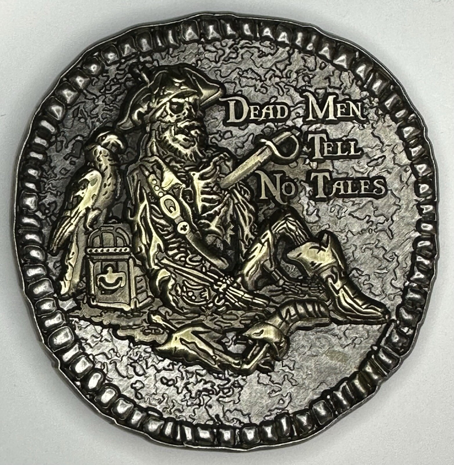 “Dead Men Tell No Tales” Pirate Challenge Coin, 1.75”, New Two Tone Version! EDC