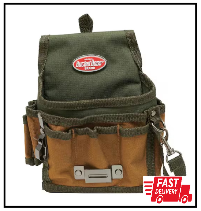 6.5 In. 9-pocket Tool Pouch With Flap Fit | Bucket Boss Brown Pockets Original
