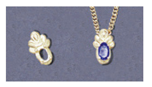 6x4mm Oval Fancy Pre-Notched Solid Silver Pre-Notched Pendant Setting