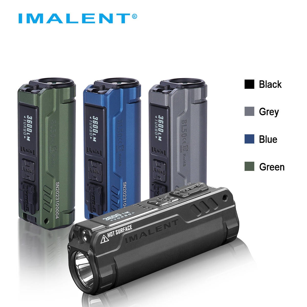 IMALENT BL50 Dual Power 3600 High Lumens EDC Rechargeable Flashlight with UV