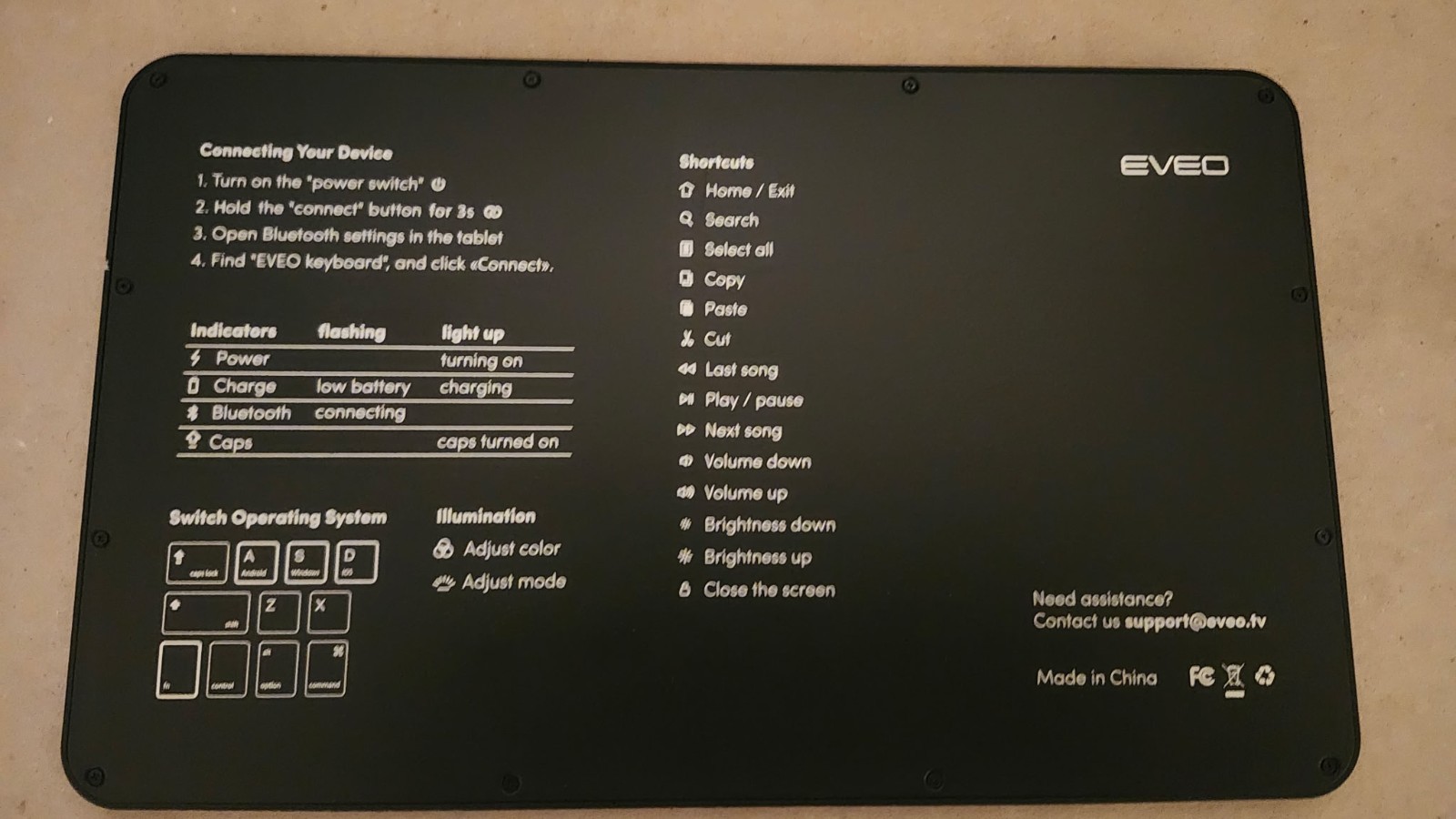 EVEO Bluetooth Mini Keyboard For Tablets Android / iOS Tested Works