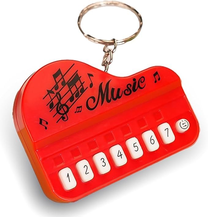 1 Pcs Red Micro Piano Keychain, Portable Keyboard Instrument, Mini Electronic