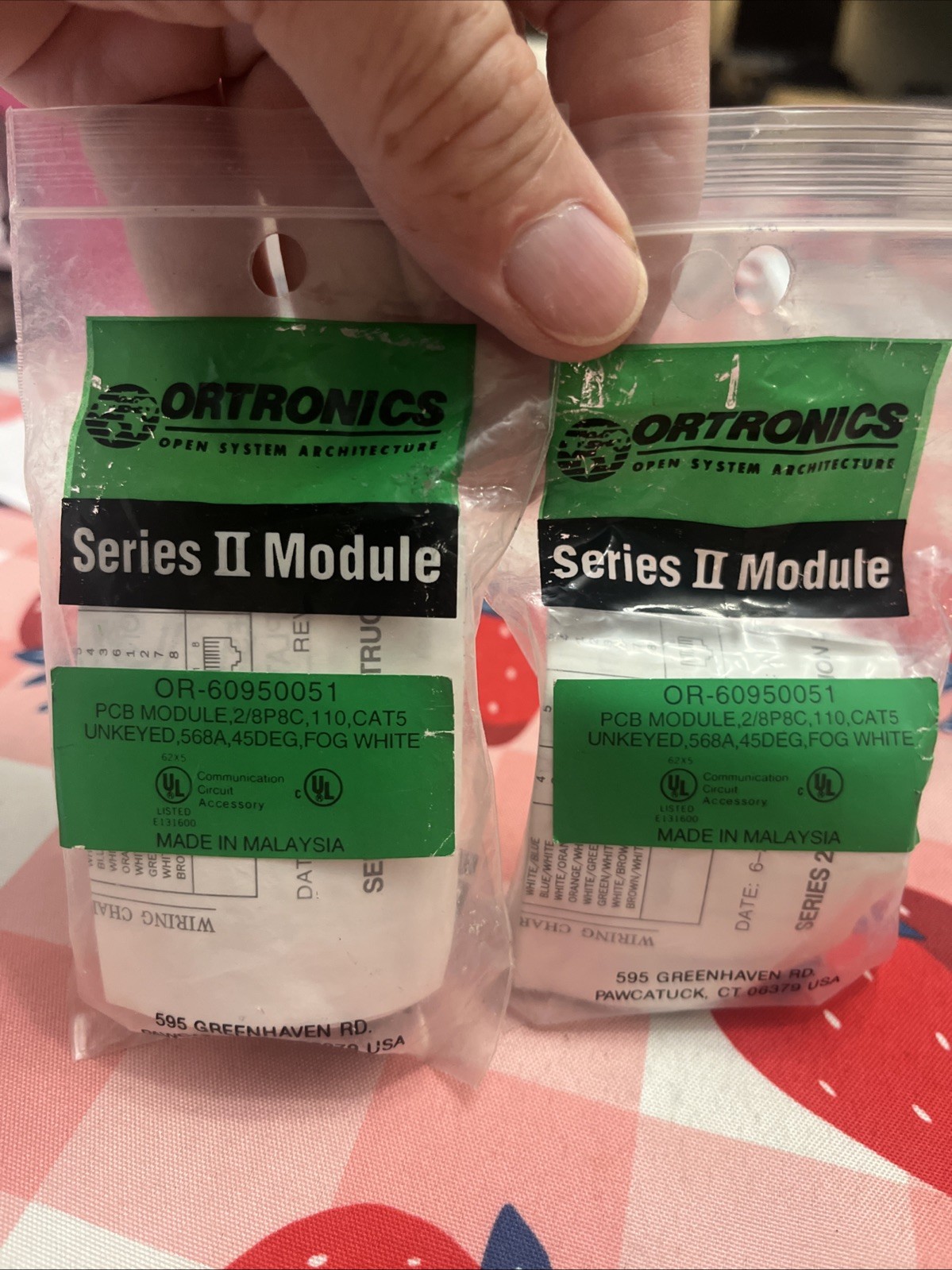 ORTRONICS OR-60950051 PCB MODULE CAT 5 UNKEYED 2/8 P8C LOT OF 2