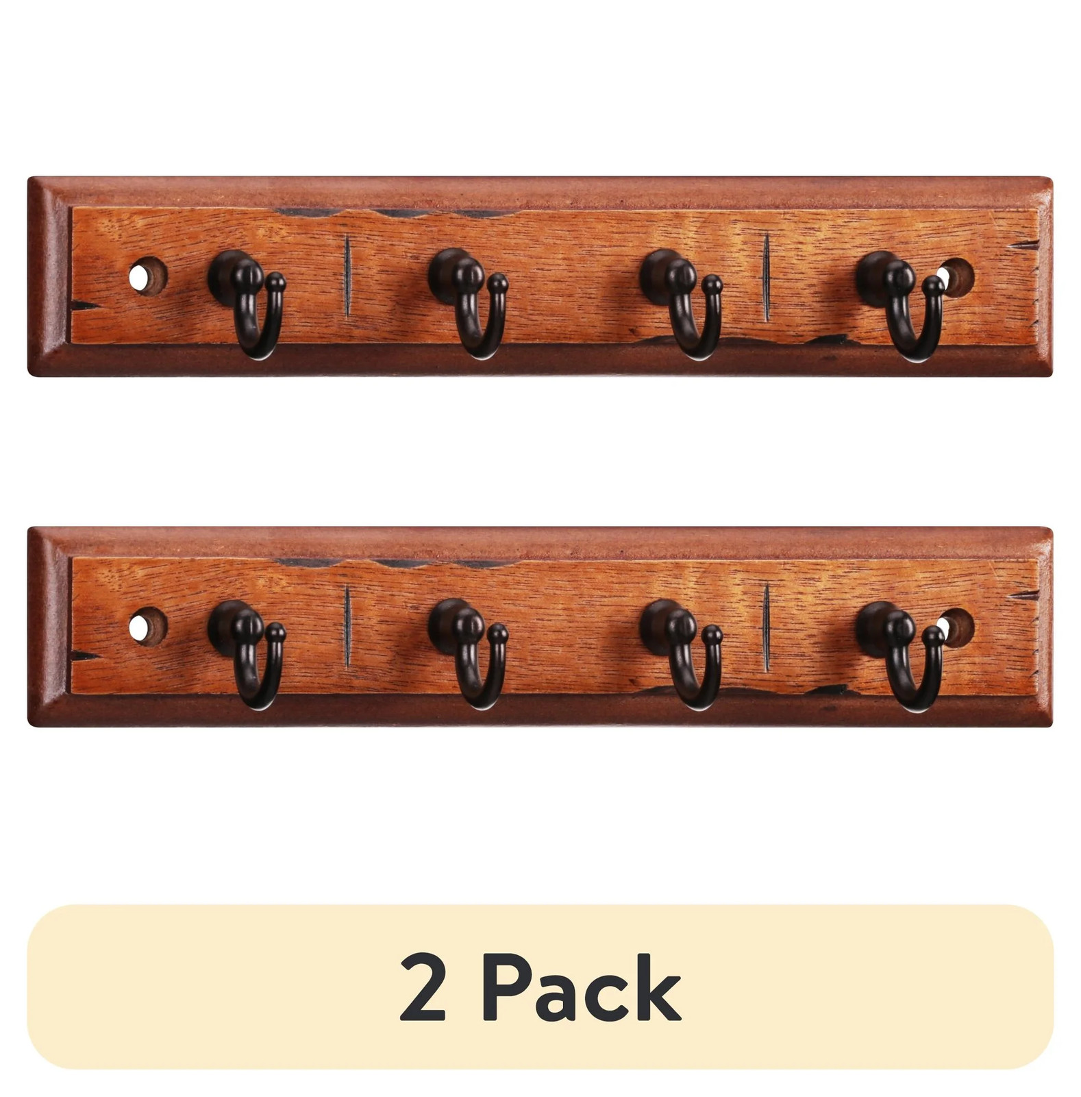 8.75 Inch Mainstays Key Organizer, Walnut Finish for Keys & Pet Leashes