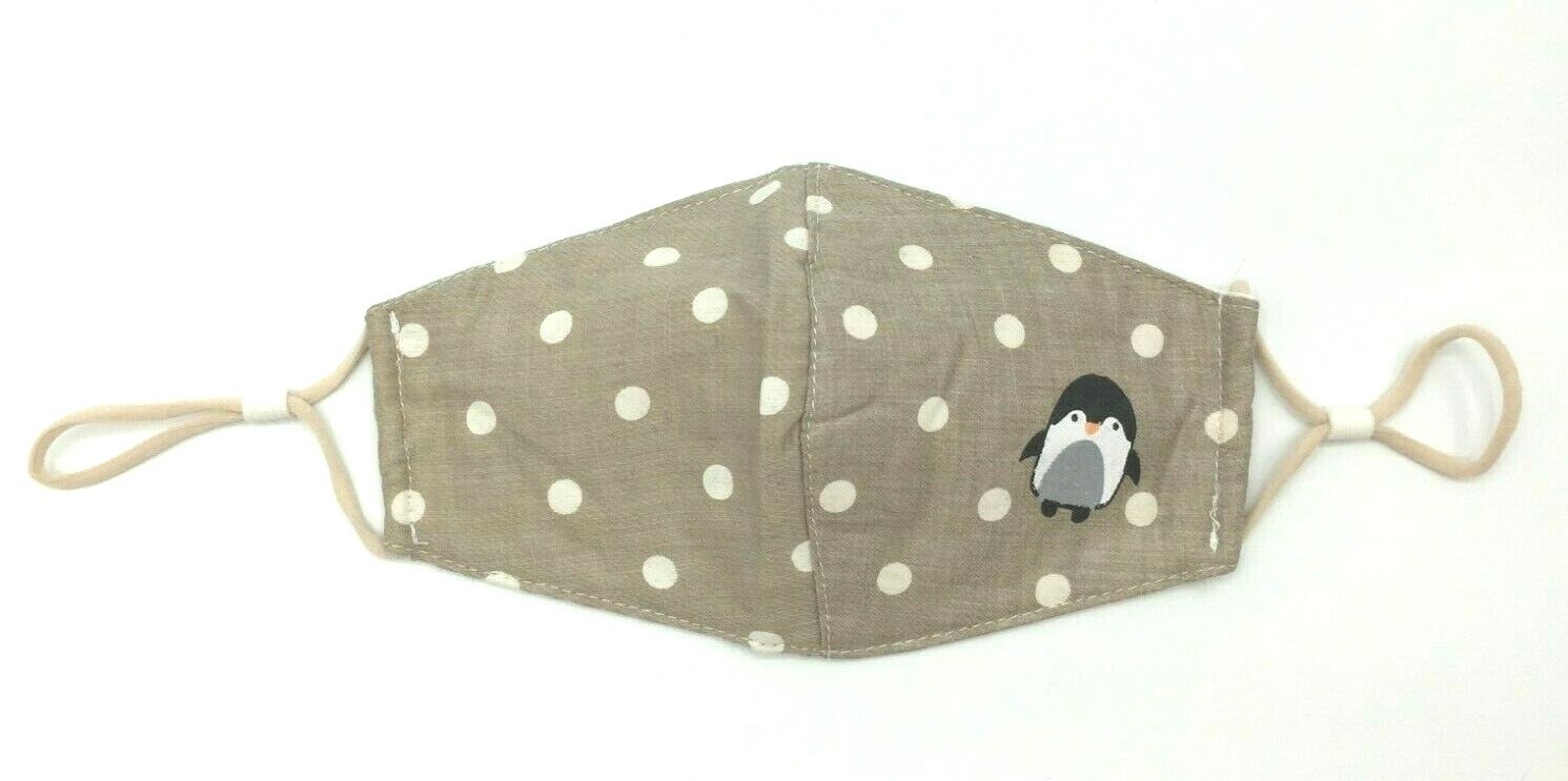 Comfy Washable Reuseable Kid Face Mask w/ Adjustable Elastic Ear Loop Penguin