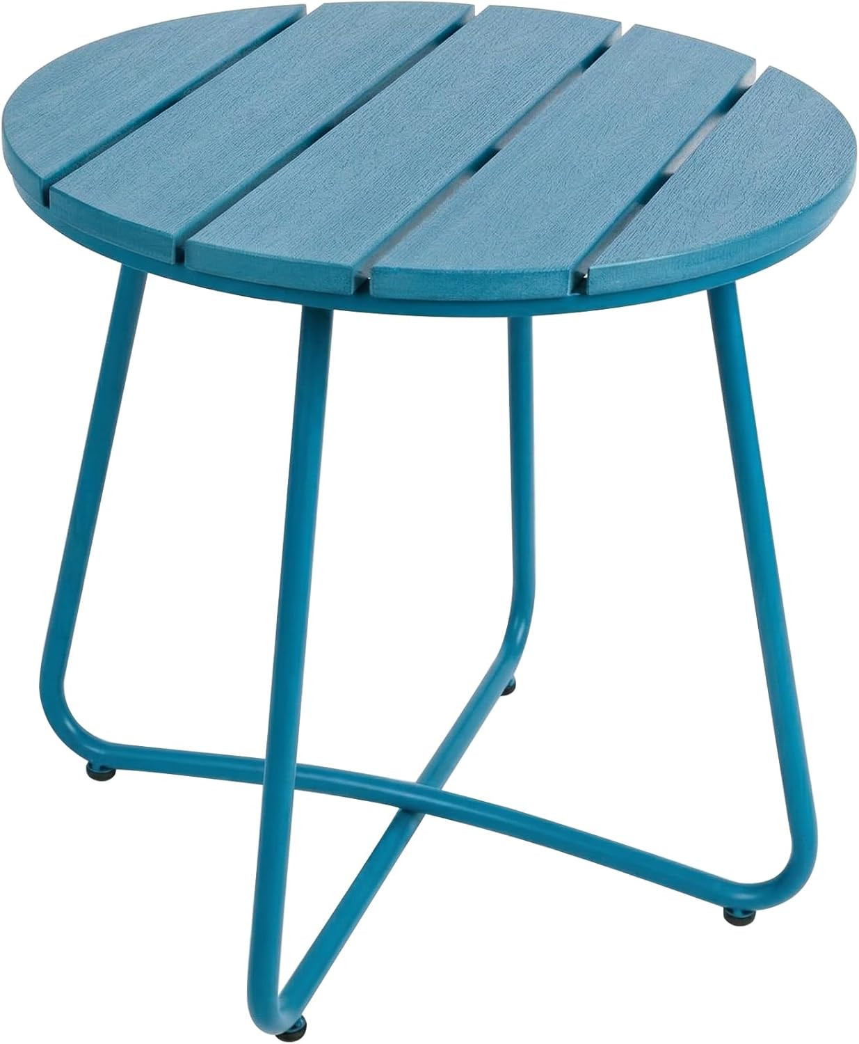 Outdoor Side Tables, HDPS Patio Table with Metal Legs, 18 Inch Outdoor Small rou