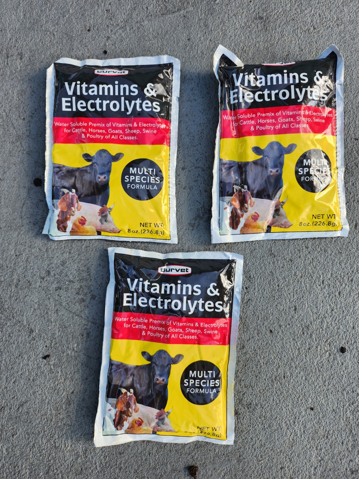 3 Pack DURVET Electrolytes Vitamins 8 oz Water Soluble Additive for Animals