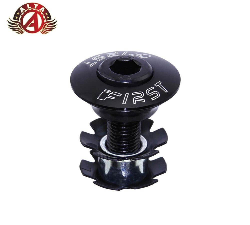 ALTA 1 1/8 Threadless Alloy Headset Compression Top Cap Hollow Bolt Black.