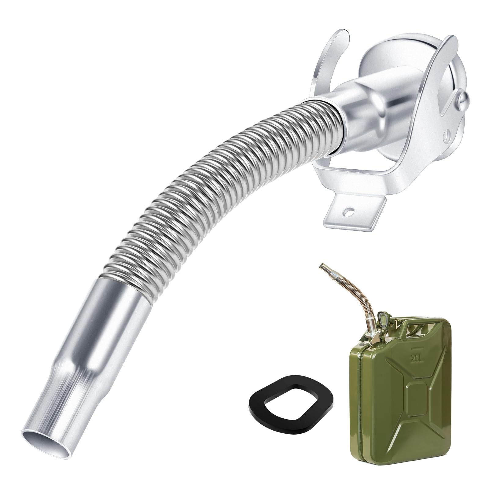 BBTO 1 Pcs Flexible Jerry Can Spout Stainless Steel Long 11.6 inches, Silver