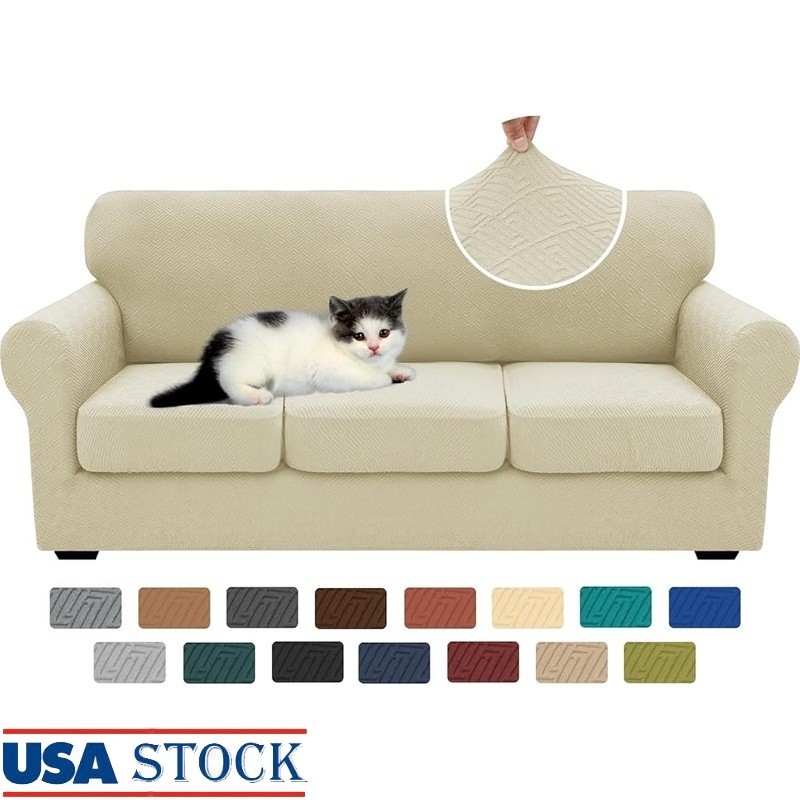 4 Piece Stretch Sofa Cover Anti Slip Jacquard Couch Protector Universal Fit New