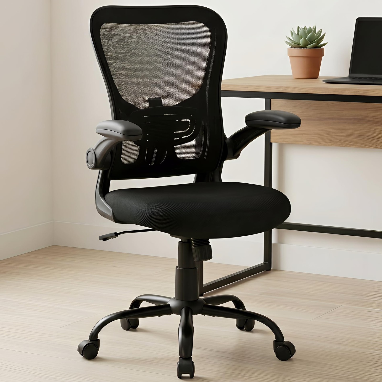 Ergonomic Mesh Office Chair, Adjustable Lumbar Support, Flip-Up Arms, Rolling...