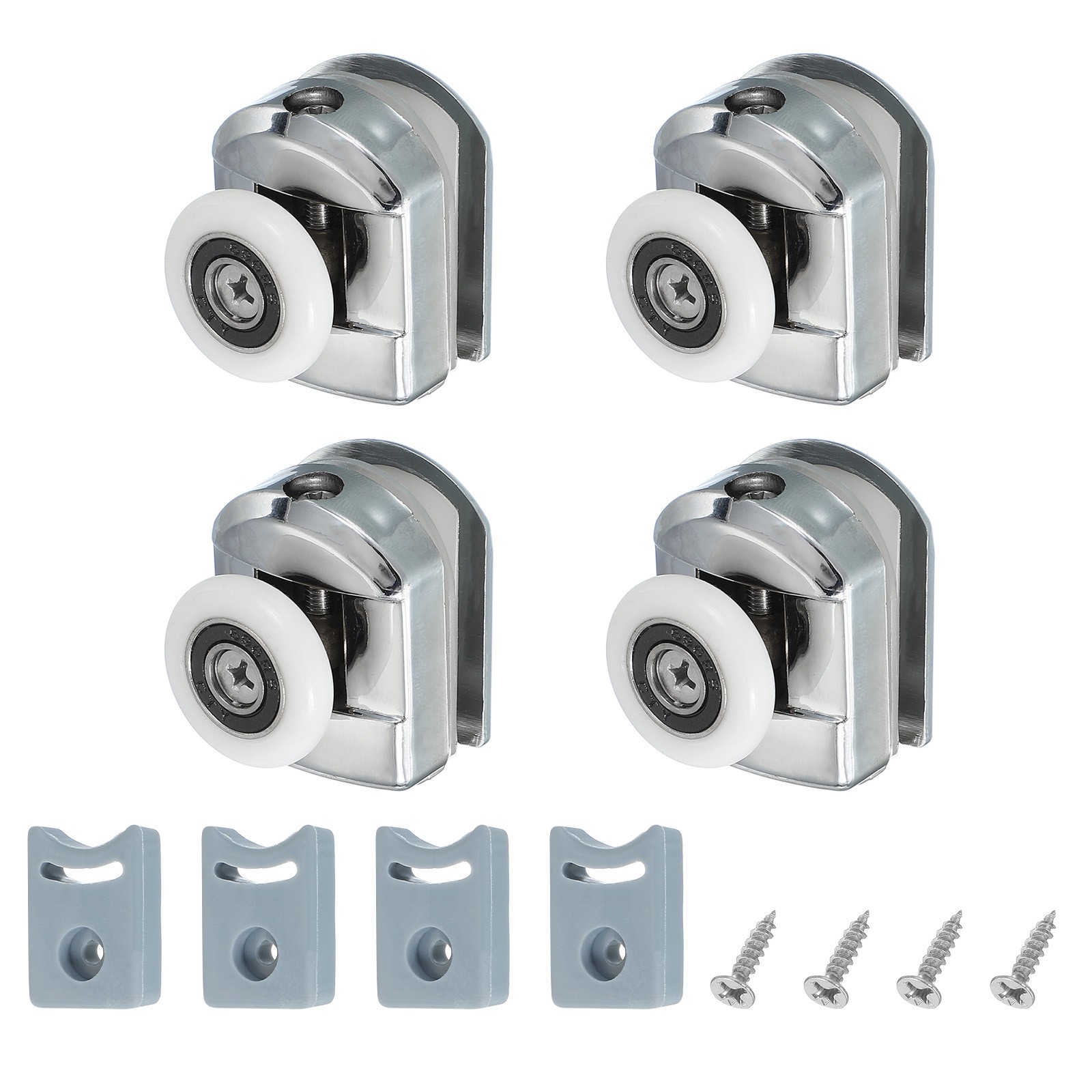 4Pcs 23mm Single Shower Door Rollers Copper Top Wheels Pulleys Guide Silver