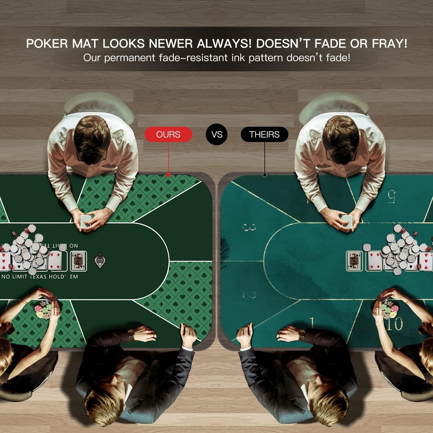 Large Rectangular Poker Mat for 6-8 Players