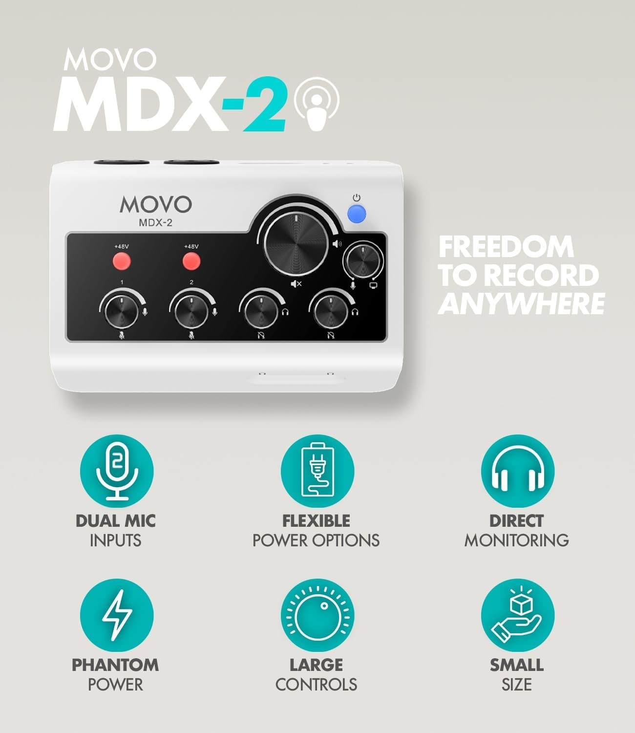 Movo 2 channel Portable audio Interface MDX-2