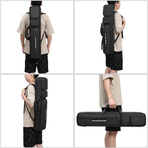 Pool Cue Case - 4x4 Padded Pool Cue Bag - Holds 4 Butts and 4 Shafts, black-1