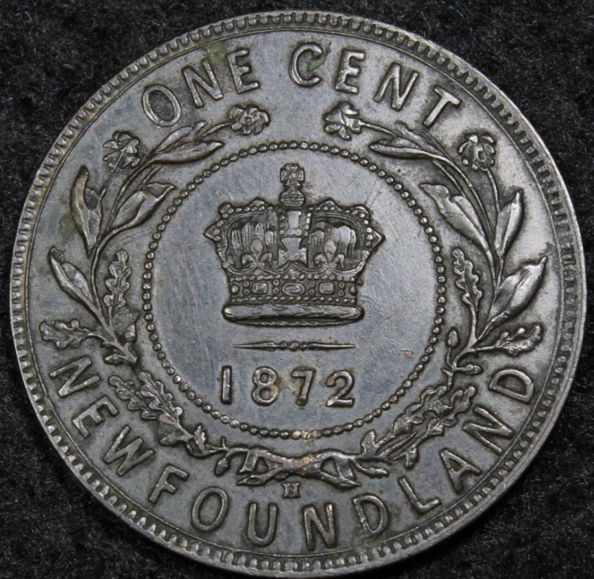1872-H Newfoundland Canada Cent 200K Mtg Almost Uncirculated KM 1 Free Shipping