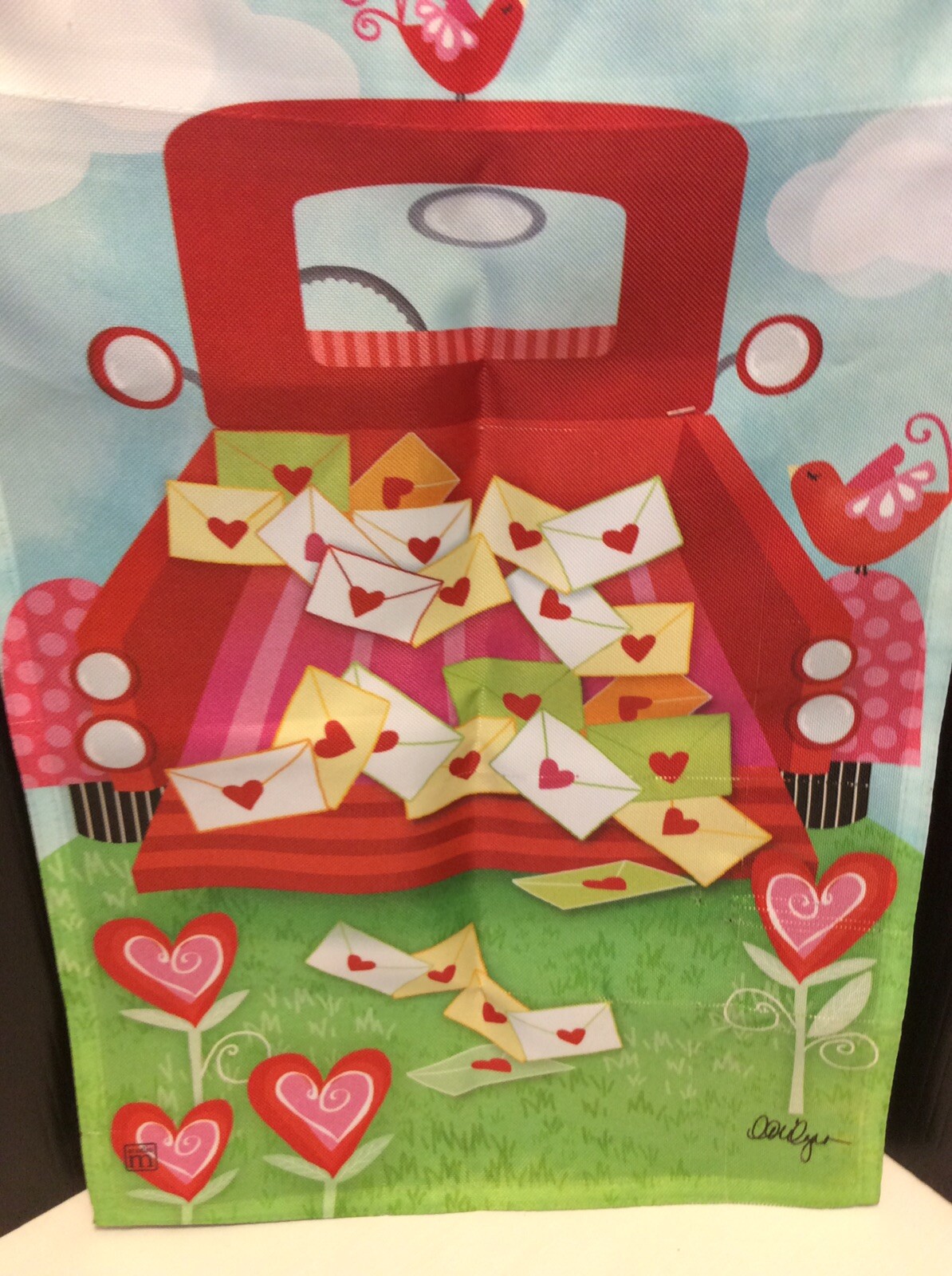 New VALENTINE’S DAY Garden Flag 12.5” X 18” Special Delivery Truck Hearts 💕