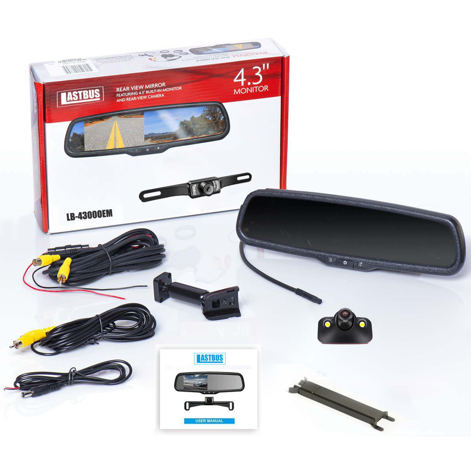 OEM 4.3" Car Rear View Mirror Monitor No1 Bracket+HD Reversing Camera For Toyota