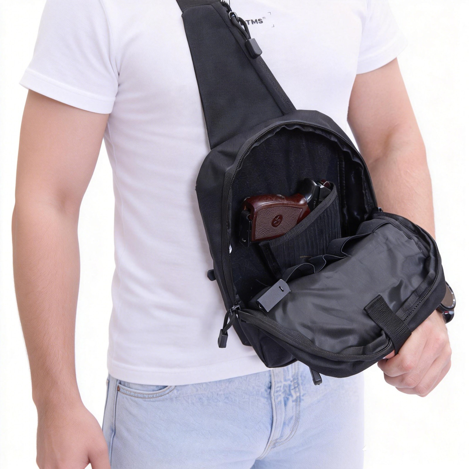 Tactical Sling Backpack Cross Body Bag for Pistol Chest Shoulder Handgun Carrier