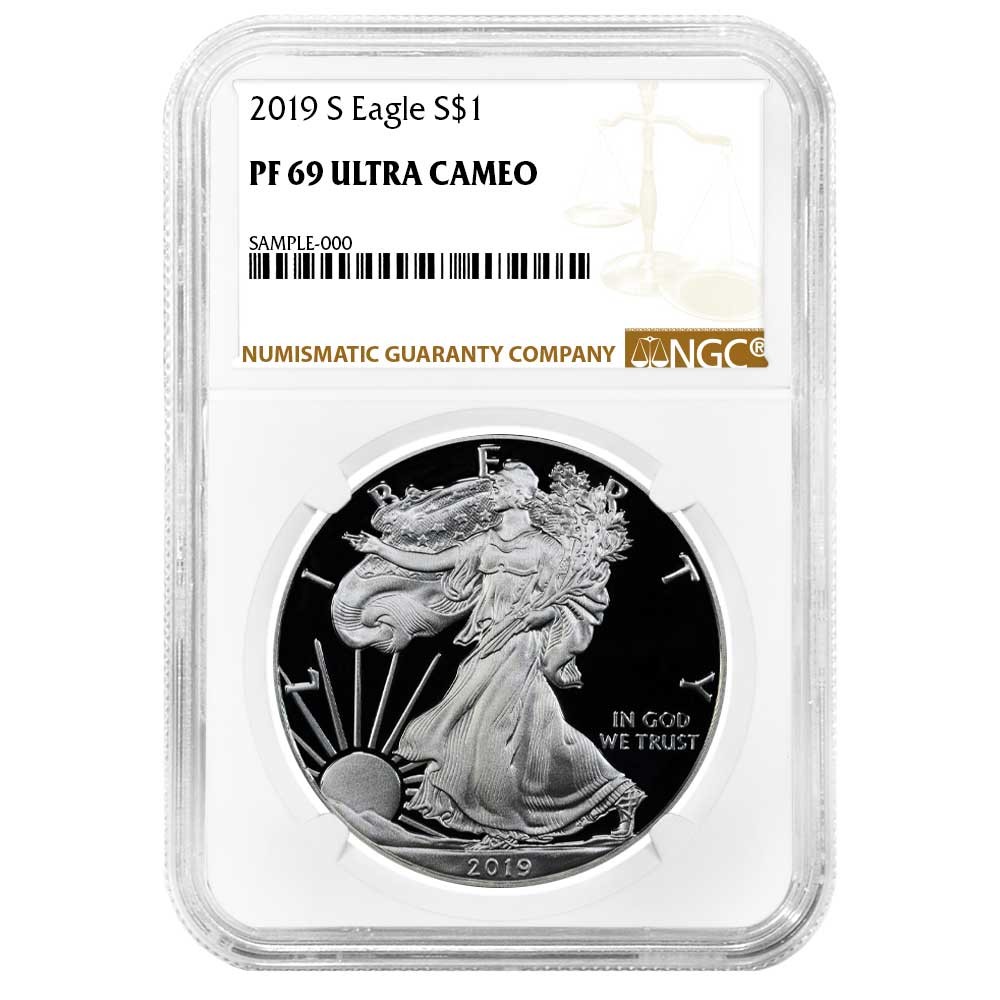 2019-S $1 1-oz Proof American Silver Eagle NGC PF69UC Brown Label