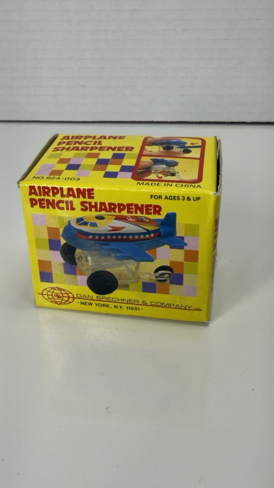 Small Vintage  Tin Plastic Jet Airplane Pencil Sharpener 2 1/2"
