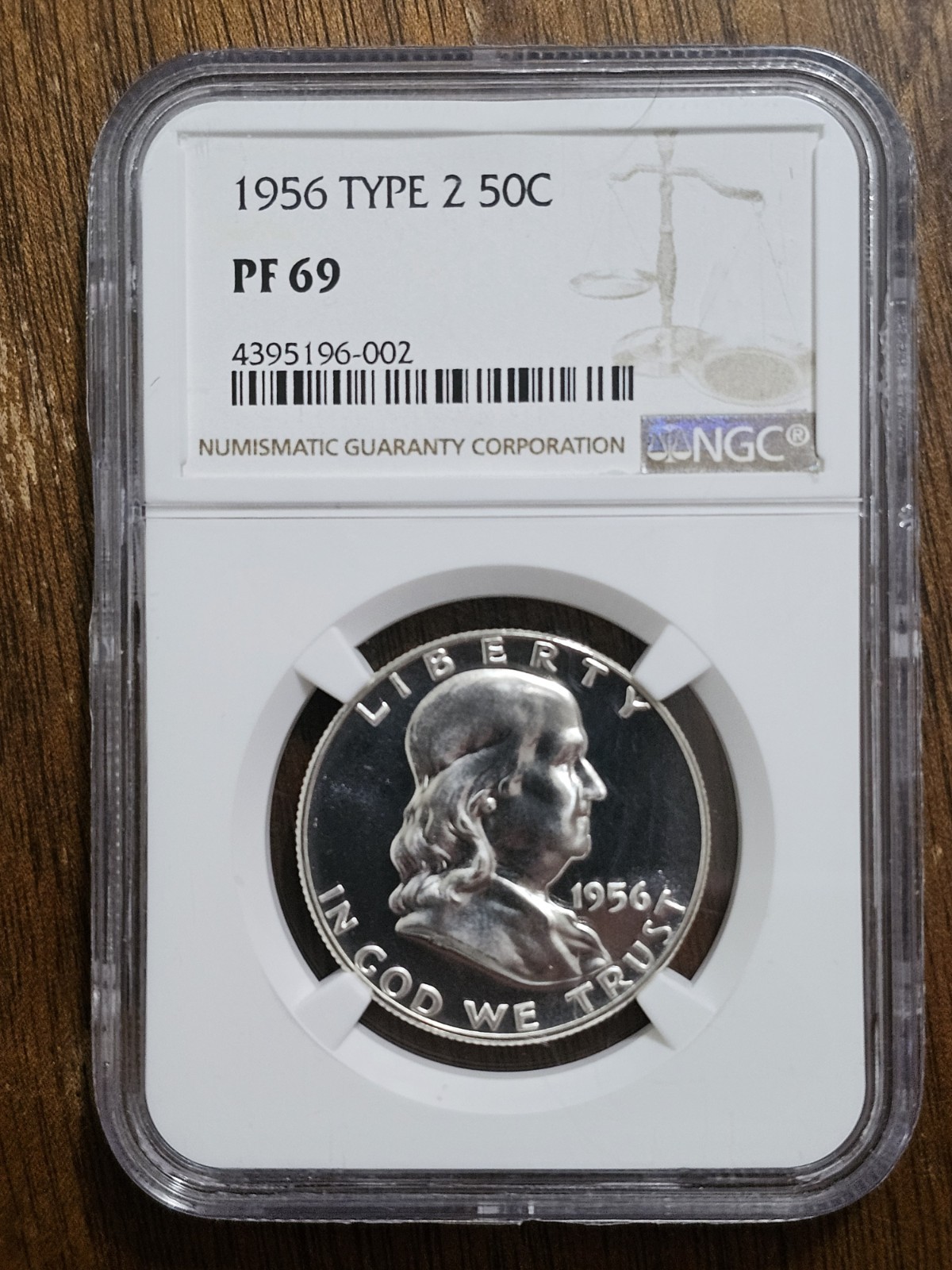 1956 FRANKLIN HALF DOLLAR PROOF TYPE 2 NGC PR69 PF69 Silver 50c