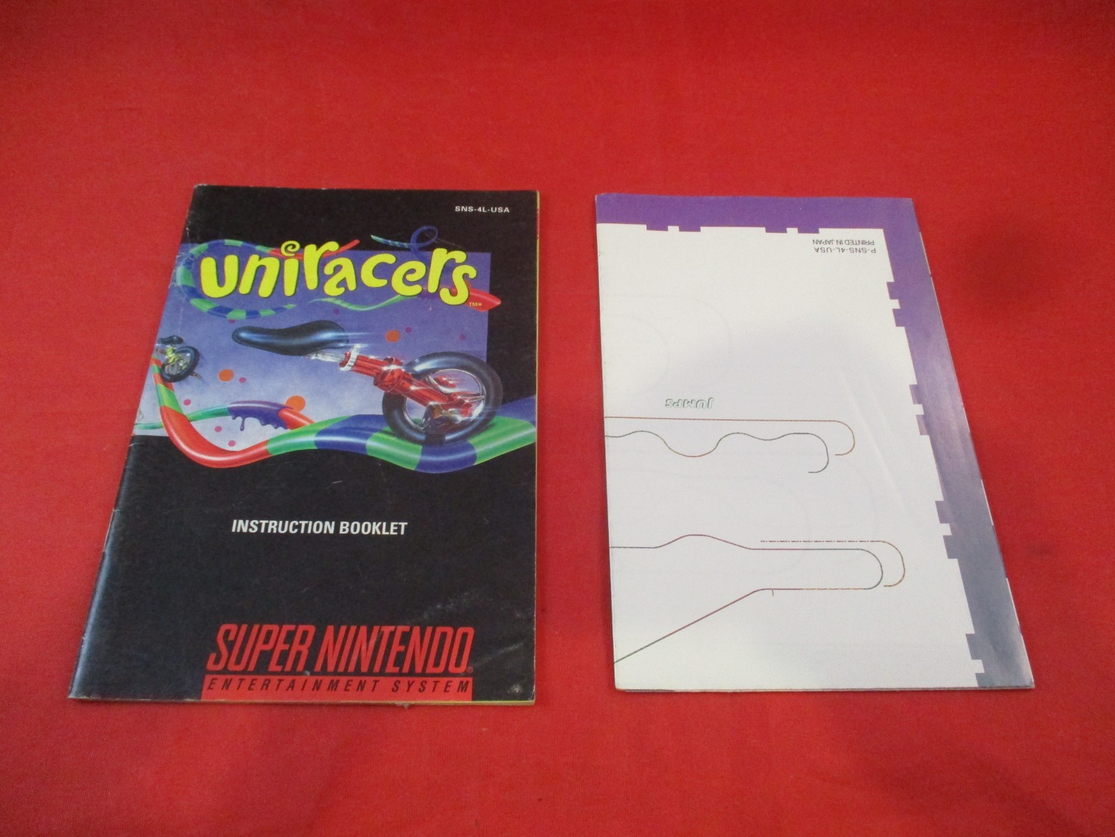 Uniracers Super Nintendo SNES Instruction Manual Booklet + Track Map Poster #E