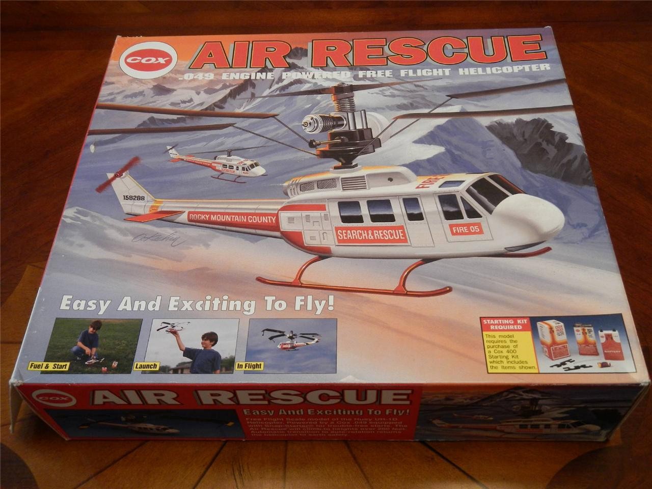 NEW 049 .049 Powered Engine FreeFlight COX AIR SEARCH & RESCUE Helicopter