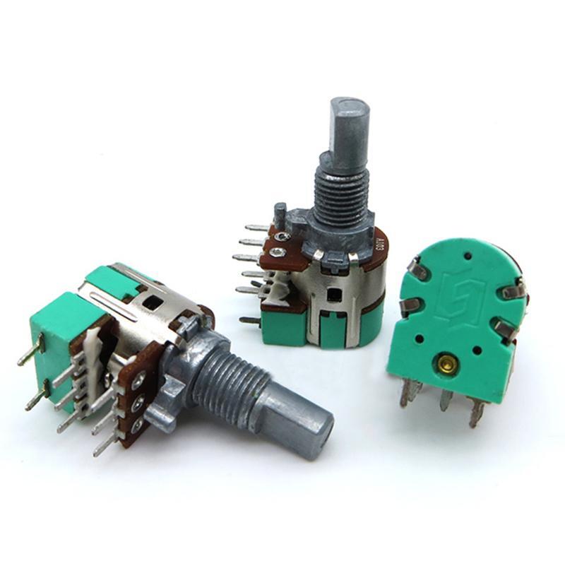 10Pcs H120 A50K Double Potentiometer 15MM with Switch