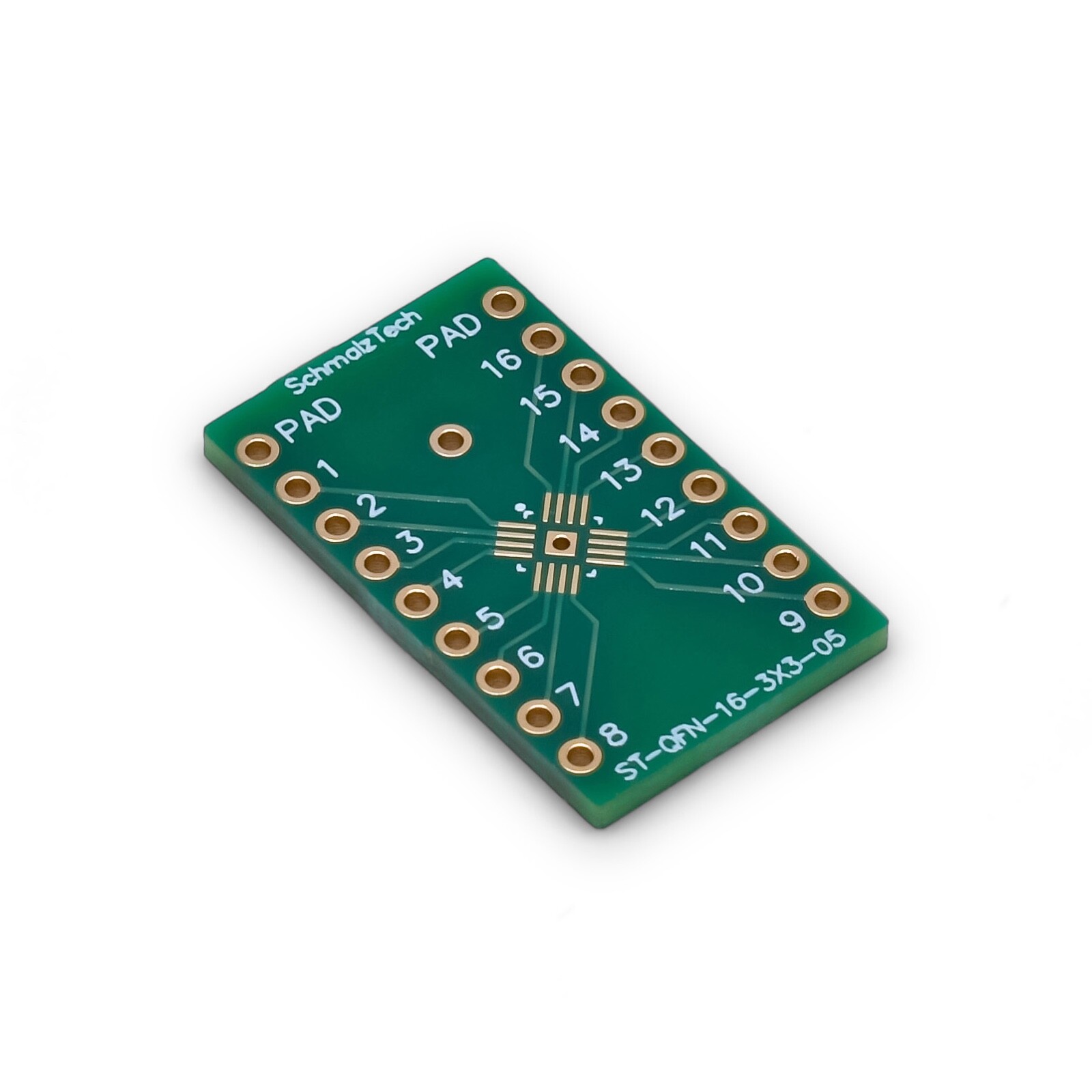 QFN-16, 3mm x 3mm, 0.5mm Pitch SMD to DIP Adapter, ST-QFN-16-3X3-05,  3 Pieces