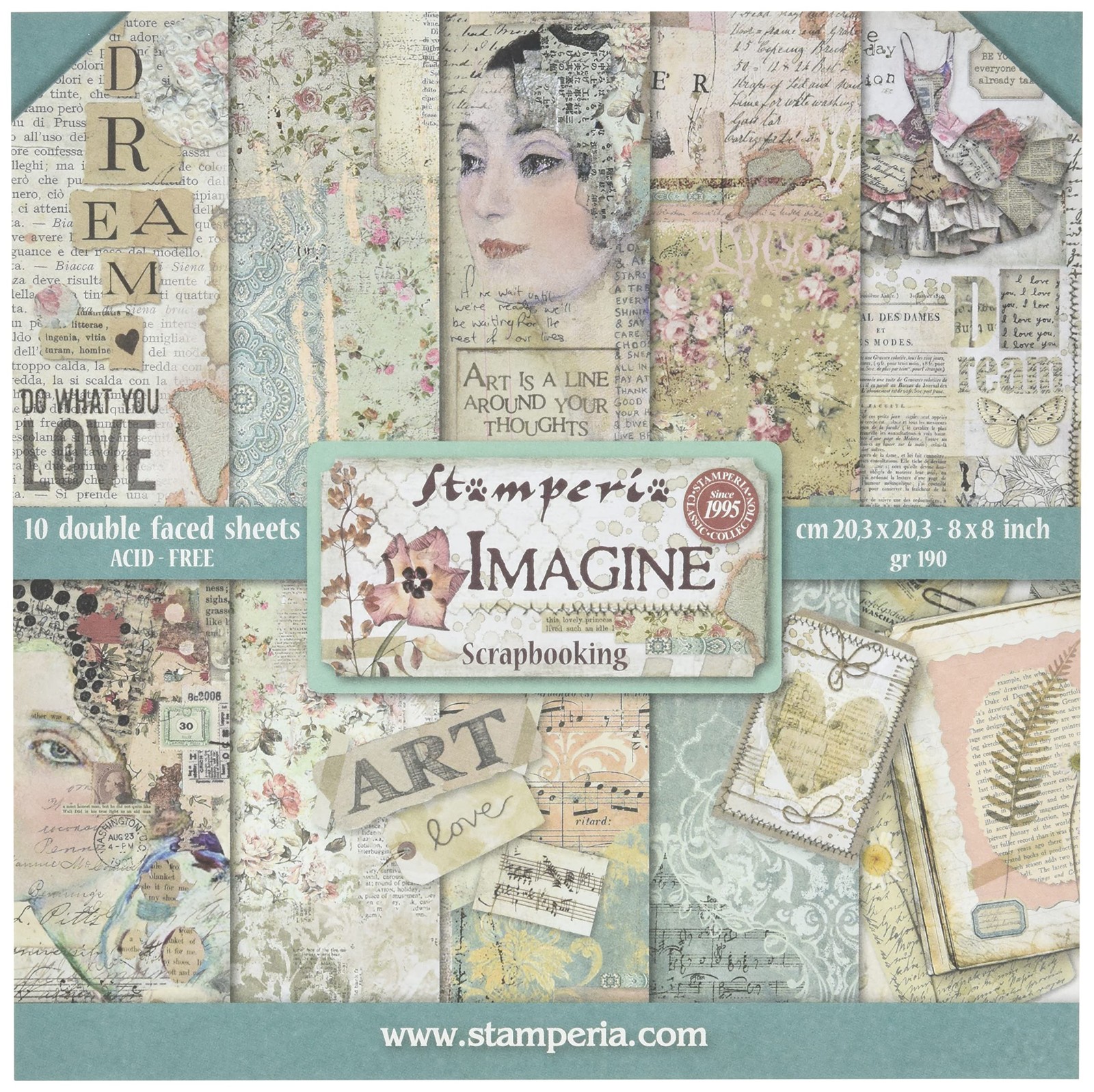 STAMPERIA INTERNATIONAL, KFT PAPER PAD 20.3 x (8" x 8"), Multicoloured