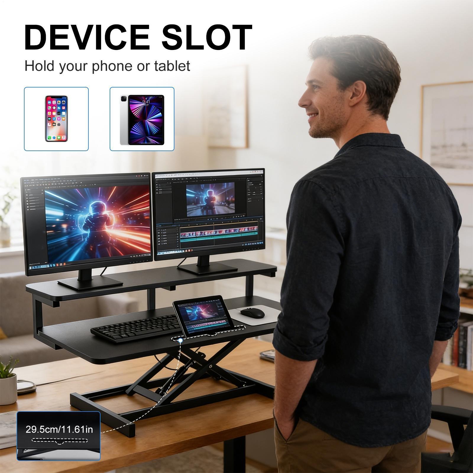 37 Inch Home Office Desk Converter Height Adjustable Computer Desk Riser