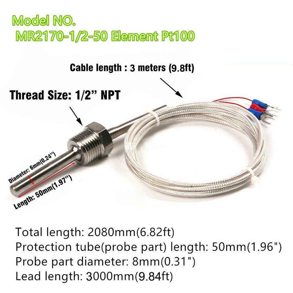 Insulated Thread for pt NPT 1/2 for rtd Pt100 Temperature Sensor Probe