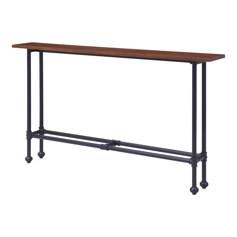 Bowery Hill Modern Console Table in Matte Black-Espresso Finish