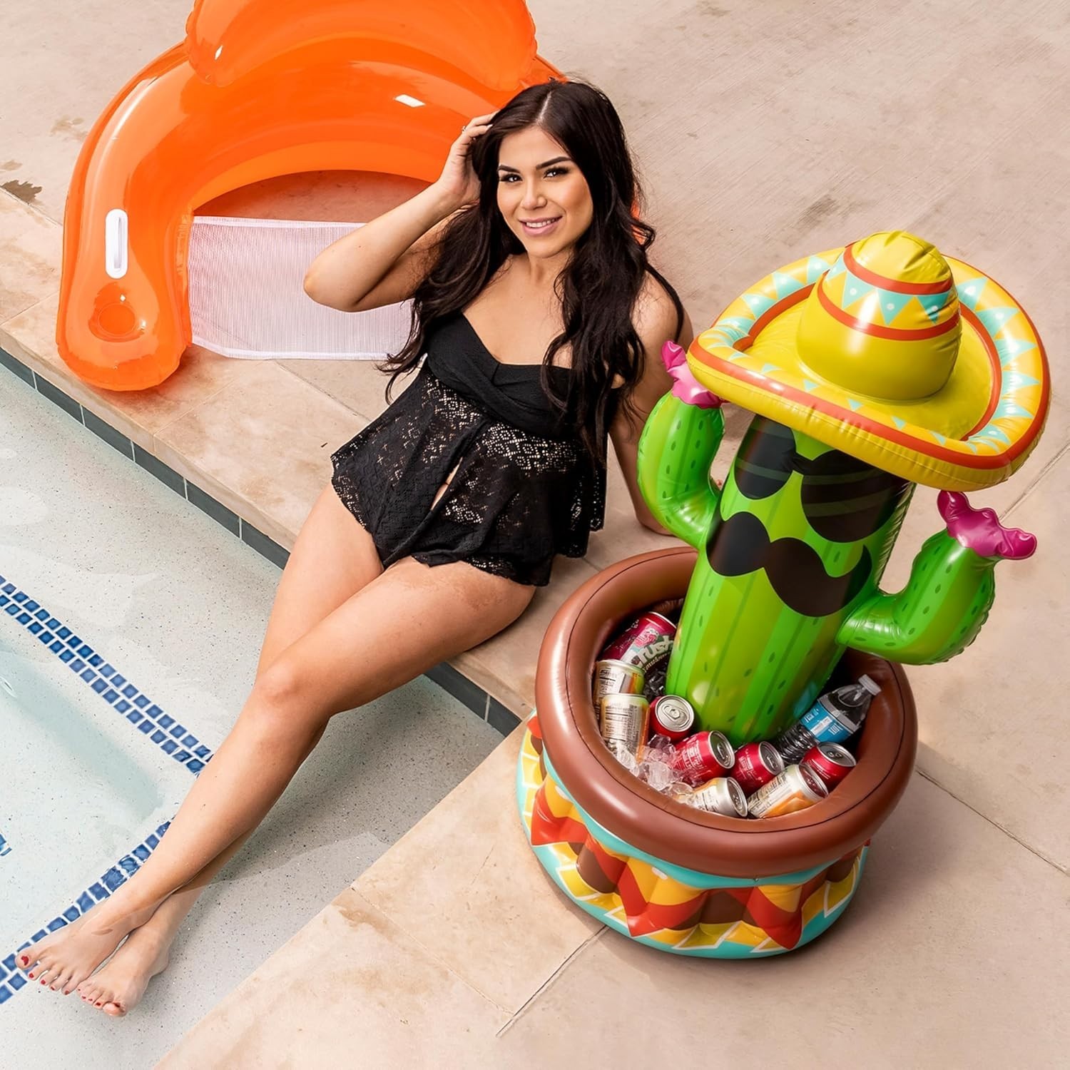 Multi-Color Inflatable Cactus Cooler 43" – Elevate Your Fiesta Experience!