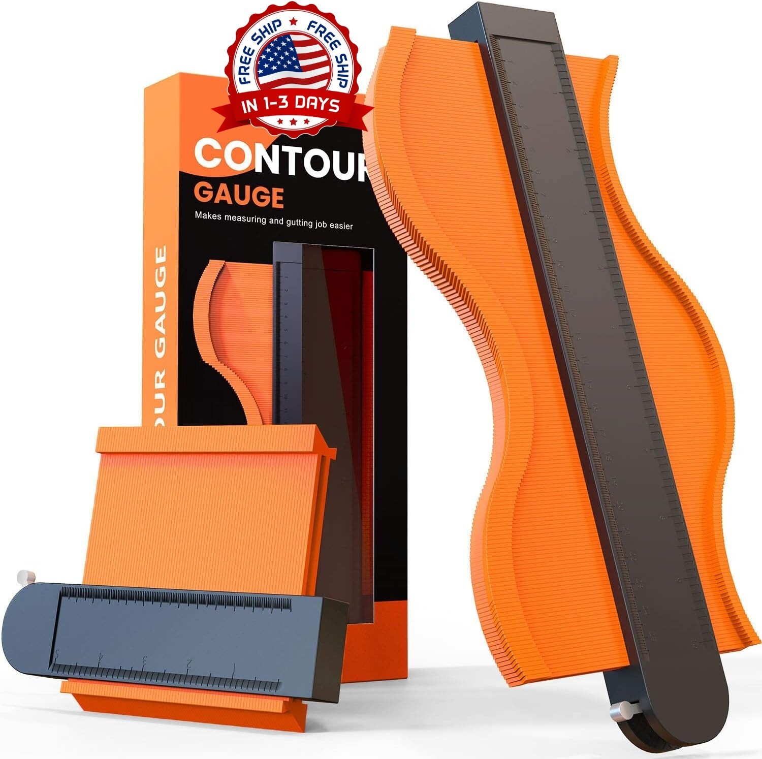 Medidor De Contorno De Perfiles, Regla De Fotocopiadora De Línea, Plantilla 2Pcs