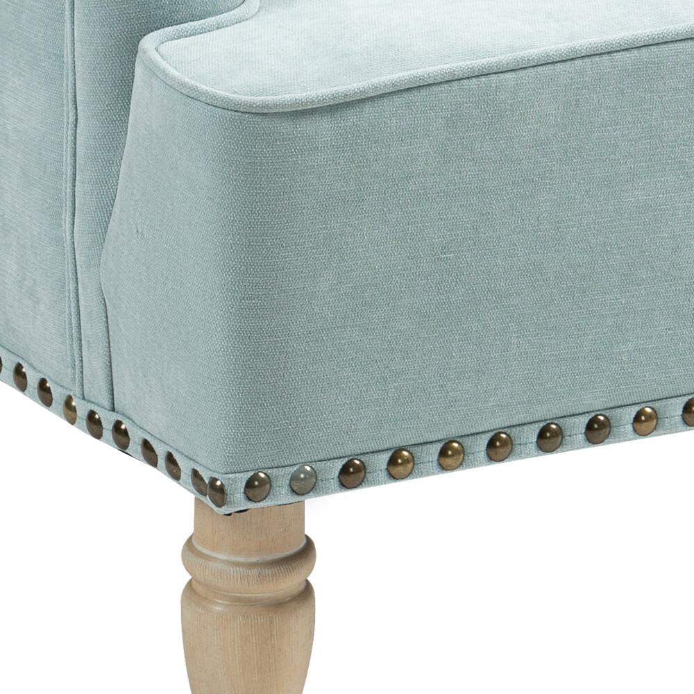 Modern Accent Chair - Comfy Upholstered ，Retro Wood Legs & Nailhead Trim (300LB)