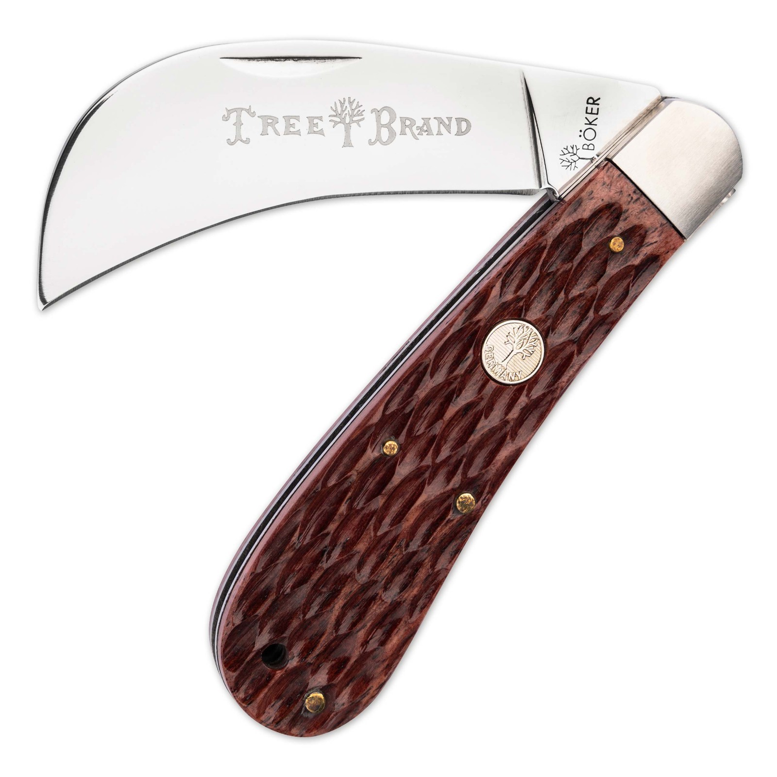 BOKER Treebrand Hawkbill Jigged Brown Bone Classic Folding Knife D2 Blade 110843