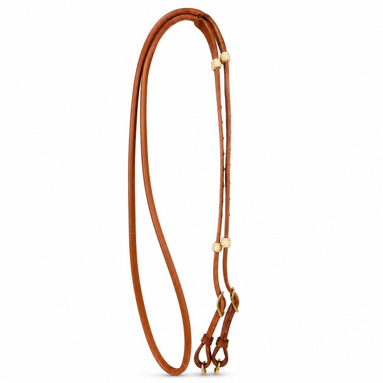Horse Western Challenger USA Leather Rolled Roper Barrel Reins Brass 66RT12
