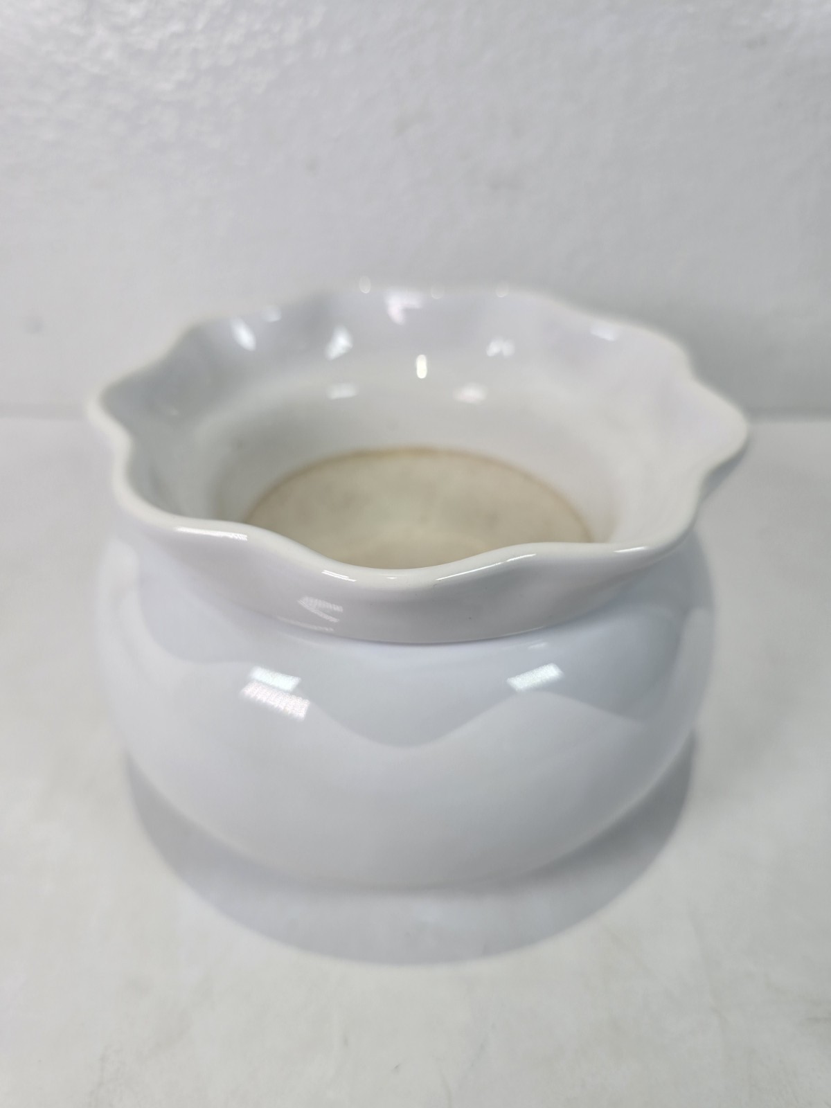White Ceramic African Violet Self Watering Pot 2 Piece Planter Flower Rim