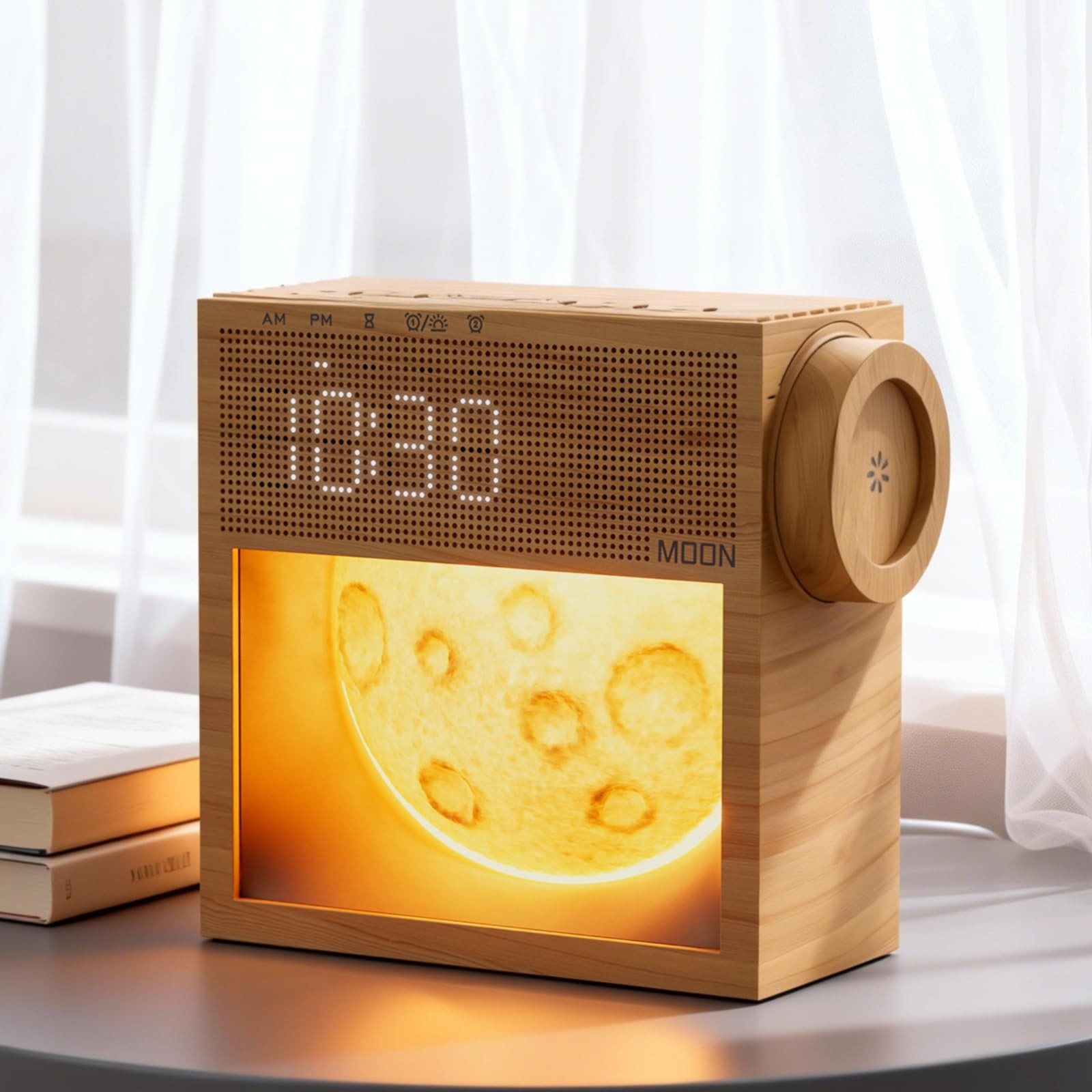 Sound Machine Alarm Clock with Sunrise Gentle 2.3 x 5.9 x 5.5 inches, Wood